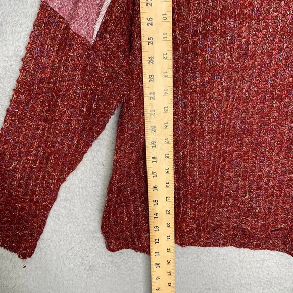 Umgee womens L rainbow tight knit sweater mixed media colorful comfy red casual - Picture 8 of 8